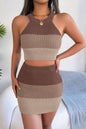 Color Block Knit Top and Skirt Set