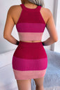 Color Block Knit Top and Skirt Set