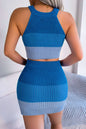 Color Block Knit Top and Skirt Set