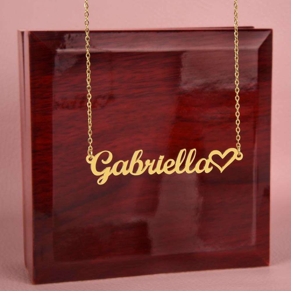 Custom Name Necklace W Heart