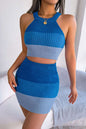 Color Block Knit Top and Skirt Set
