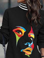 Printed Turtleneck Mini Dress