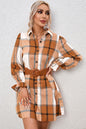 Plaid Sleeve Shirt Dress