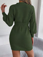 Buttoned V-Neck Sweater Dress