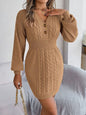 Buttoned V-Neck Sweater Dress
