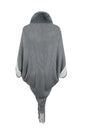 Striped Fringe Detail Long Sleeve Poncho
