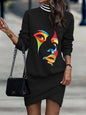Printed Turtleneck Mini Dress