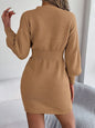 Buttoned V-Neck Sweater Dress