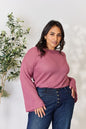 Waffle-Knit Long Sleeve Blouse