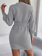 Buttoned V-Neck Sweater Dress