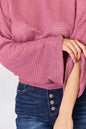 Waffle-Knit Long Sleeve Blouse