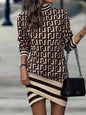 Printed Turtleneck Mini Dress