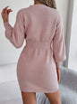 Buttoned V-Neck Sweater Dress
