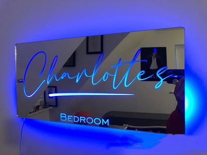 Personalized Name Mirror Light For Bedroom LED Light Up Mirror For Wall Custom Photo Christmas Valentine's Day Wedding Gifts