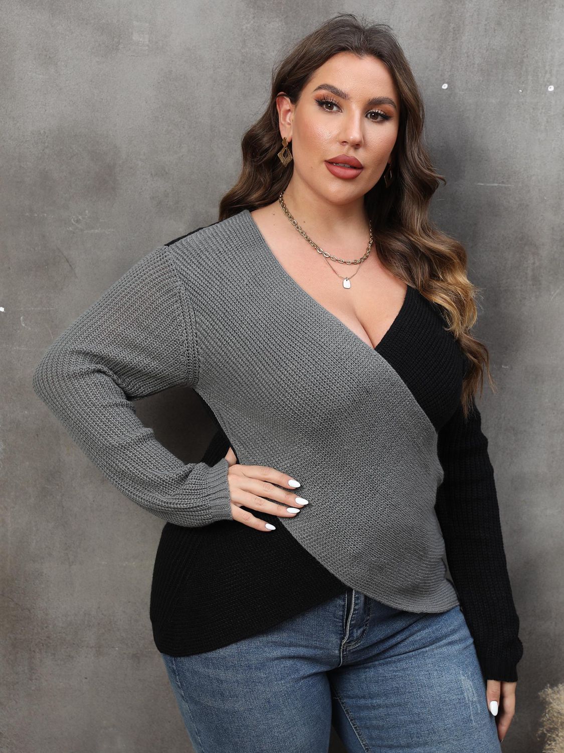 Plus Size Two-Tone Sweater