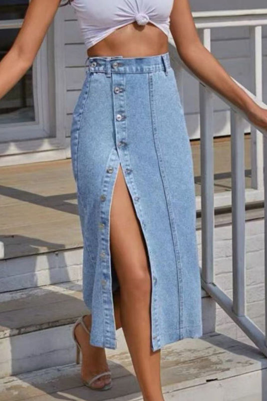 Split Denim Skirt